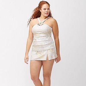 w22 Swim by Cacique white & gold tankini TOP ONLY